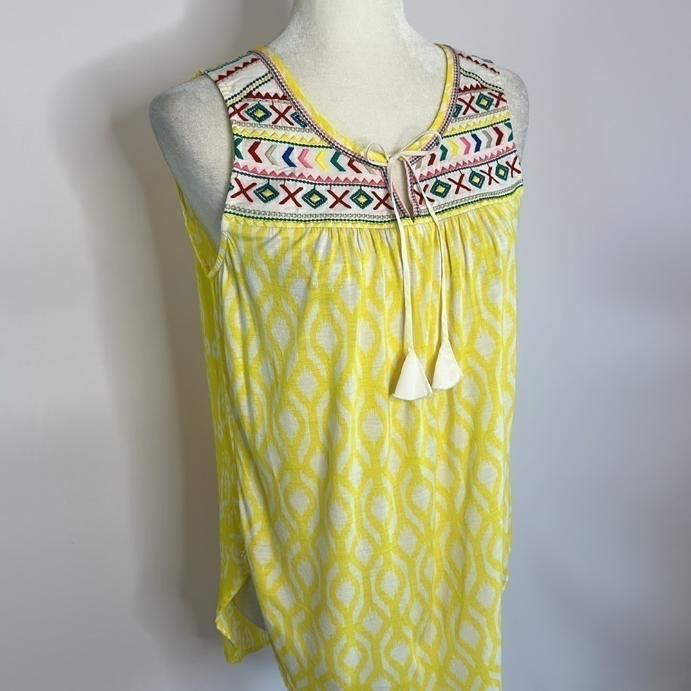 Anthropologie Yellow Patterned Sleeveless Top